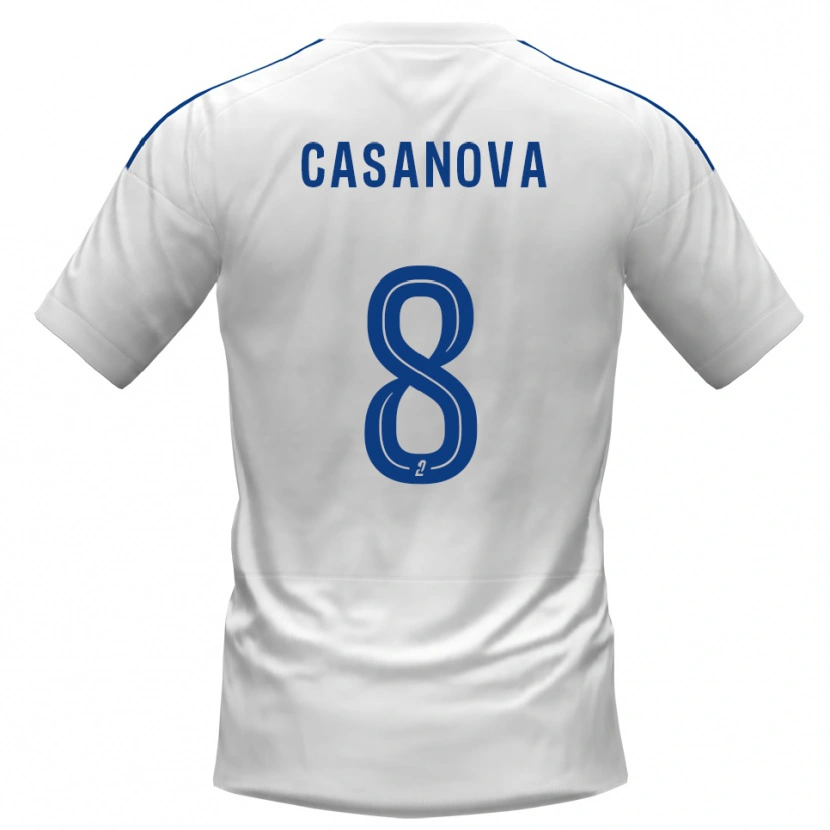 Danxen Barn Nicolas Casanova #8 Vit Blå Bortatröja Matchtröjor 2025/26 Tröjor T-Tröja