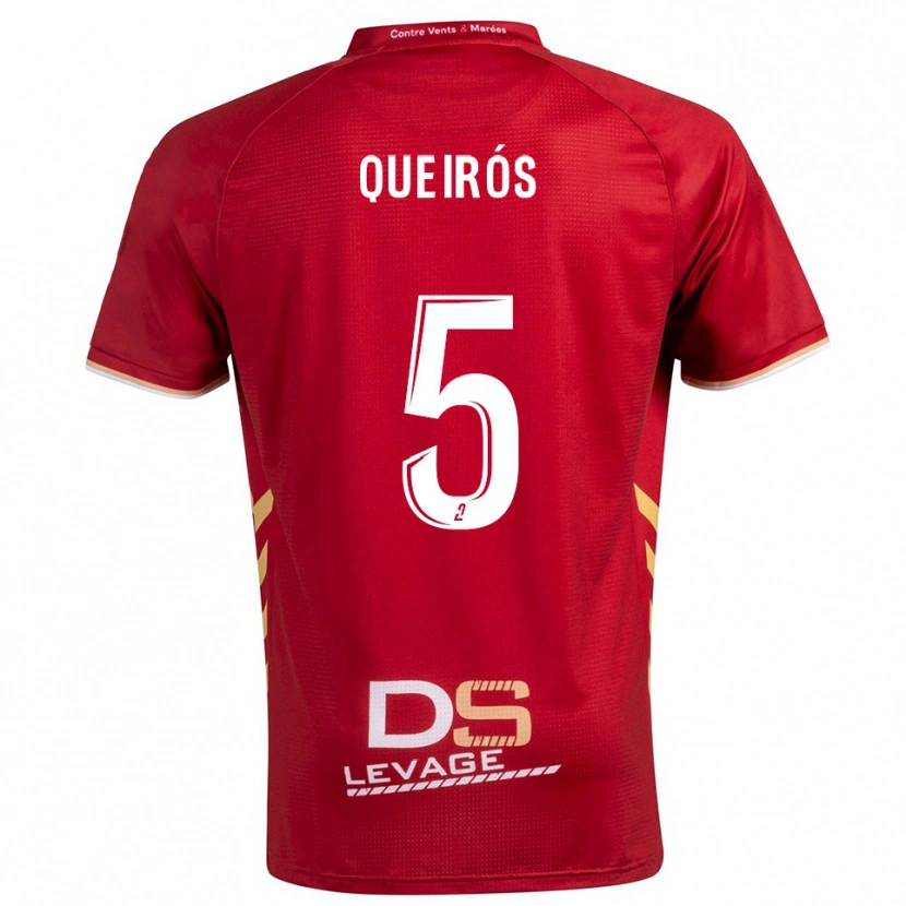 Danxen Barn Diogo Queirós #5 Burgundy Guld Bortatröja Matchtröjor 2025/26 Tröjor T-Tröja