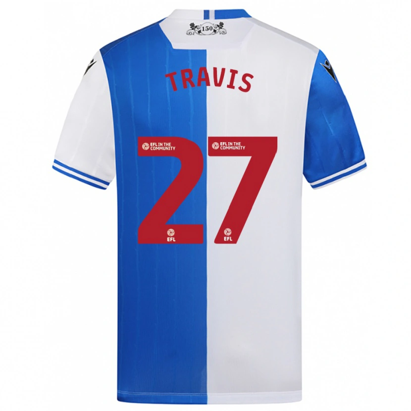 Danxen Män Lewis Travis #27 Blå Vit Hemmatröja Matchtröjor 2025/26 Tröjor T-Tröja