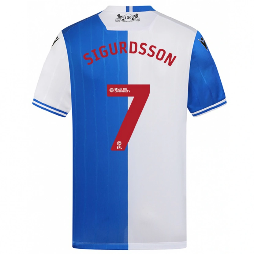 Danxen Män Arnór Sigurdsson #7 Blå Vit Hemmatröja Matchtröjor 2025/26 Tröjor T-Tröja