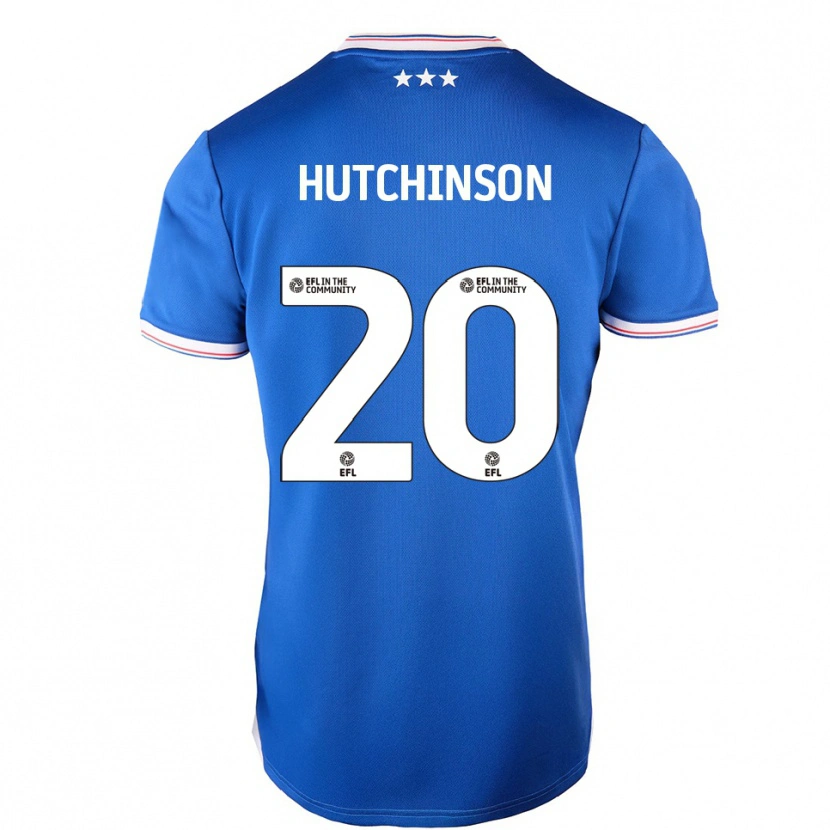 Danxen Män Omari Hutchinson #20 Blå Vit Hemmatröja Matchtröjor 2025/26 Tröjor T-Tröja