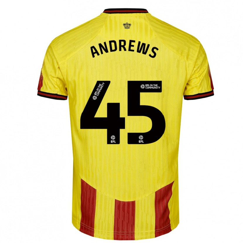 Danxen Män Ryan Andrews #45 Gul Röd Hemmatröja Matchtröjor 2025/26 Tröjor T-Tröja