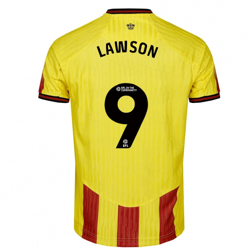 Danxen Män Jonathan Lawson #9 Gul Röd Hemmatröja Matchtröjor 2025/26 Tröjor T-Tröja