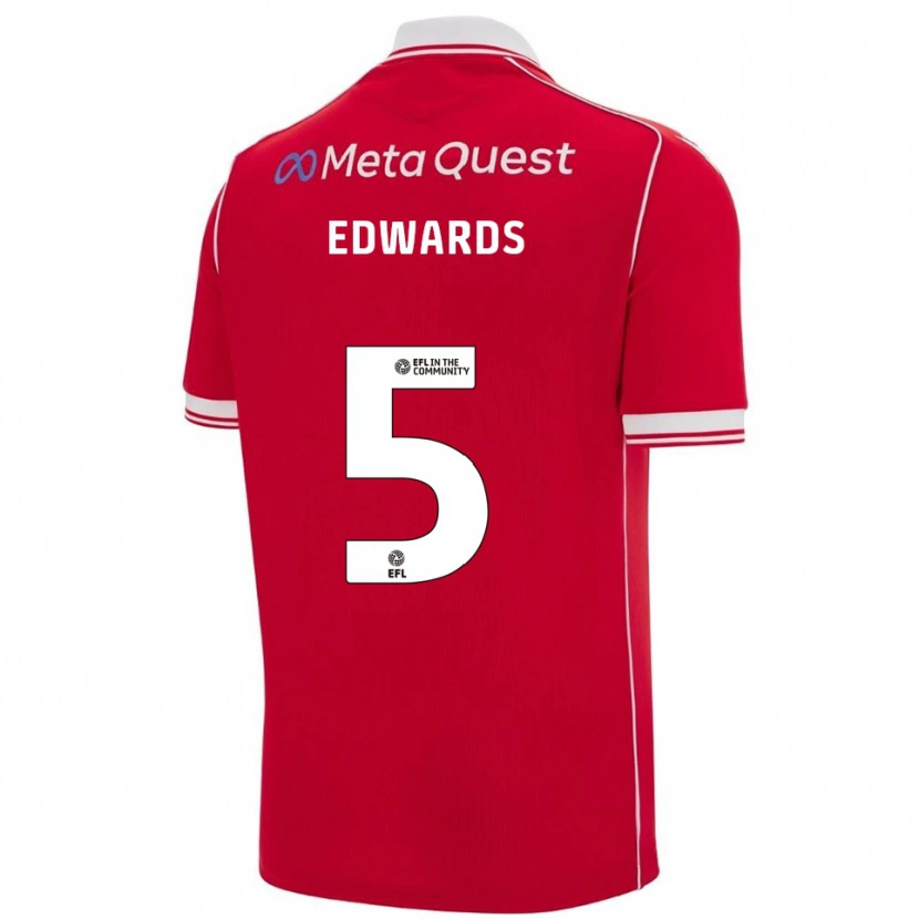Danxen Män Dafydd Edwards #5 Röd Vit Hemmatröja Matchtröjor 2025/26 Tröjor T-Tröja