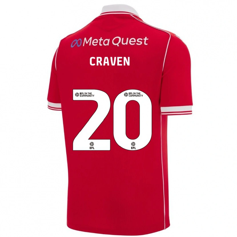 Danxen Män Lizzie Craven #20 Röd Vit Hemmatröja Matchtröjor 2025/26 Tröjor T-Tröja