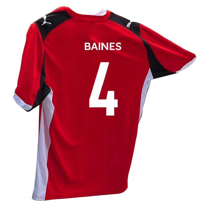 Danxen Män Lewis Baines #4 Röd Vit Hemmatröja Matchtröjor 2025/26 Tröjor T-Tröja