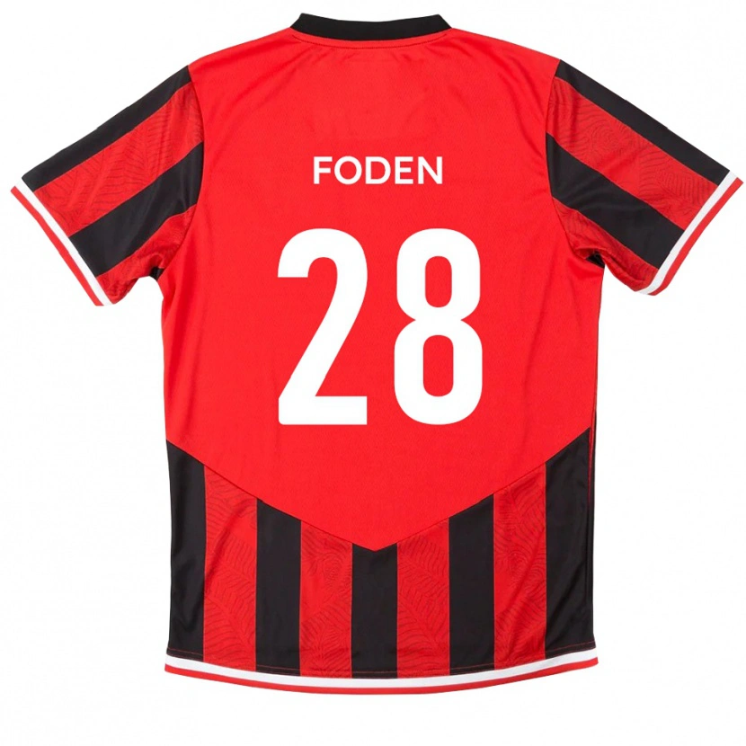 Danxen Män Daniel Foden #28 Röd Svart Hemmatröja Matchtröjor 2025/26 Tröjor T-Tröja