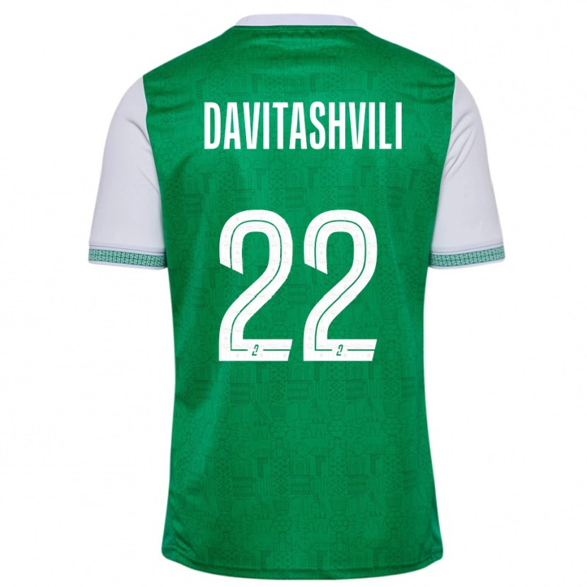 Danxen Män Zuriko Davitashvili #22 Grön Vit Hemmatröja Matchtröjor 2025/26 Tröjor T-Tröja