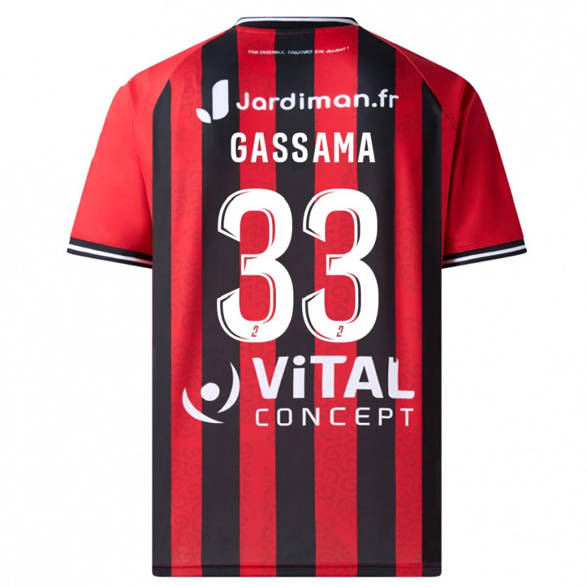 Danxen Män Eden Gassama #33 Röd Svart Hemmatröja Matchtröjor 2025/26 Tröjor T-Tröja