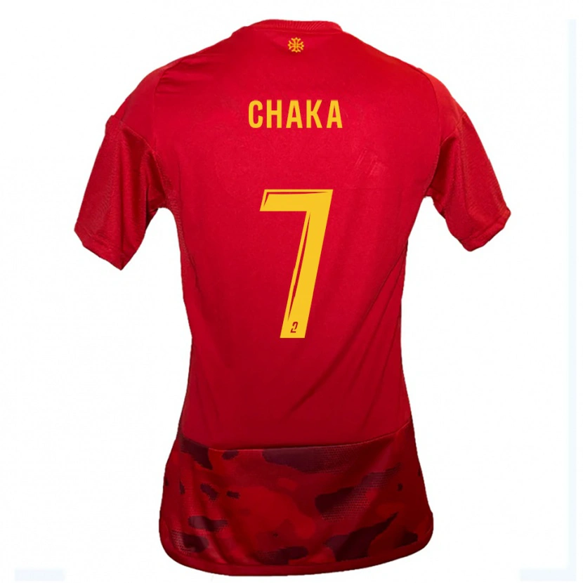 Danxen Män Kaël Chaka #7 Röd Gul Hemmatröja Matchtröjor 2025/26 Tröjor T-Tröja