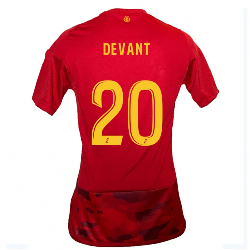 Danxen Män Caroline Devant #20 Röd Gul Hemmatröja Matchtröjor 2025/26 Tröjor T-Tröja