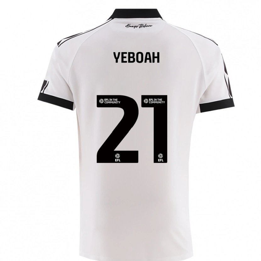Danxen Män Ephraim Yeboah #21 Vitt Svart Bortatröja Matchtröjor 2025/26 Tröjor T-Tröja