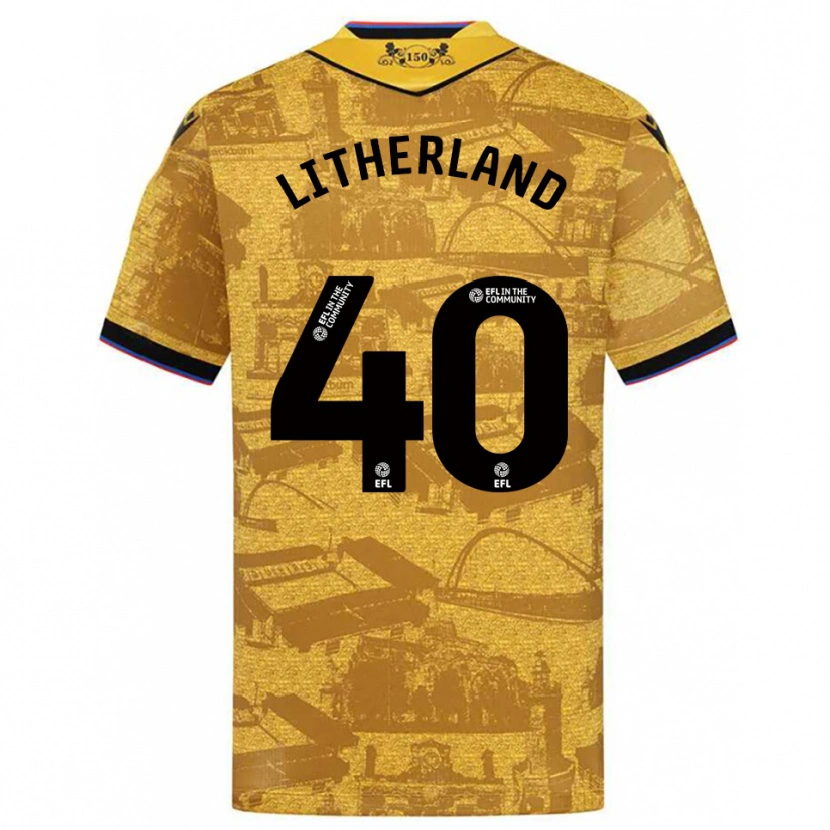 Danxen Män Matty Litherland #40 Guld Svart Bortatröja Matchtröjor 2025/26 Tröjor T-Tröja