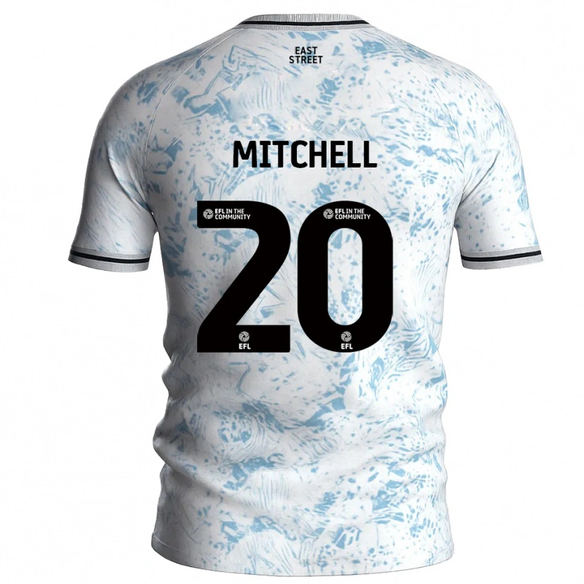 Danxen Män Zach Mitchell #20 Vit Himmelsblå Bortatröja Matchtröjor 2025/26 Tröjor T-Tröja