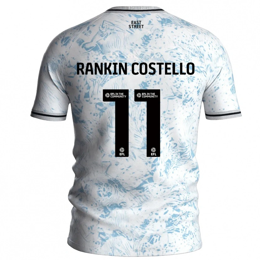 Danxen Män Joe Rankin-Costello #11 Vit Himmelsblå Bortatröja Matchtröjor 2025/26 Tröjor T-Tröja