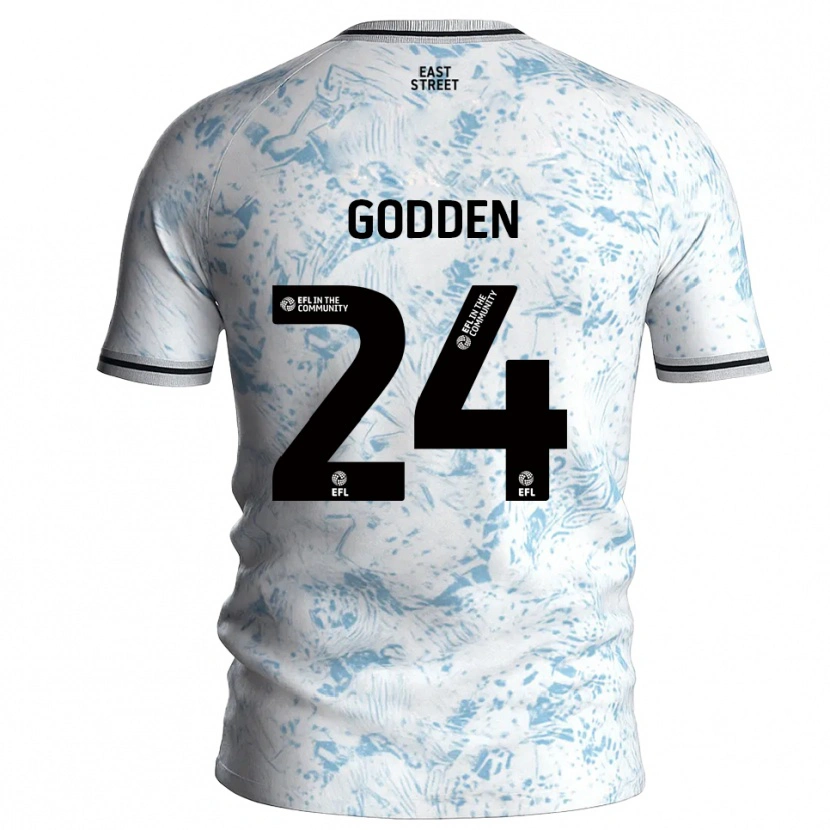 Danxen Män Matty Godden #24 Vit Himmelsblå Bortatröja Matchtröjor 2025/26 Tröjor T-Tröja