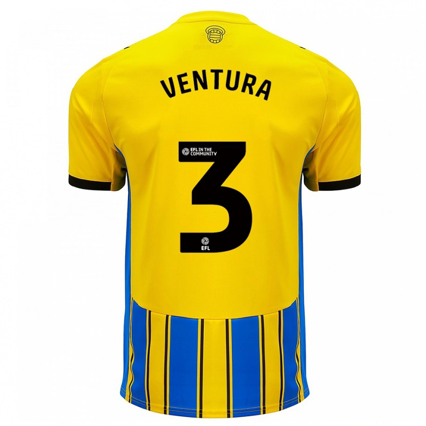 Danxen Män Tommy Dobson-Ventura #3 Blå Gul Bortatröja Matchtröjor 2025/26 Tröjor T-Tröja
