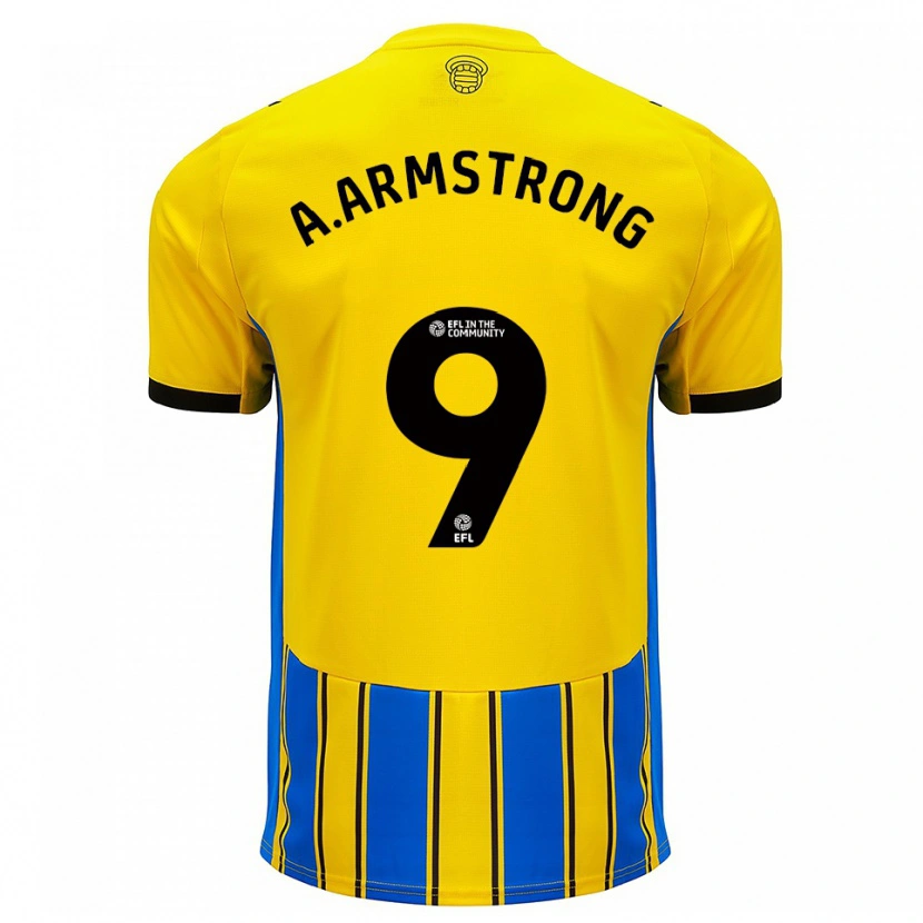 Danxen Män Adam Armstrong #9 Blå Gul Bortatröja Matchtröjor 2025/26 Tröjor T-Tröja