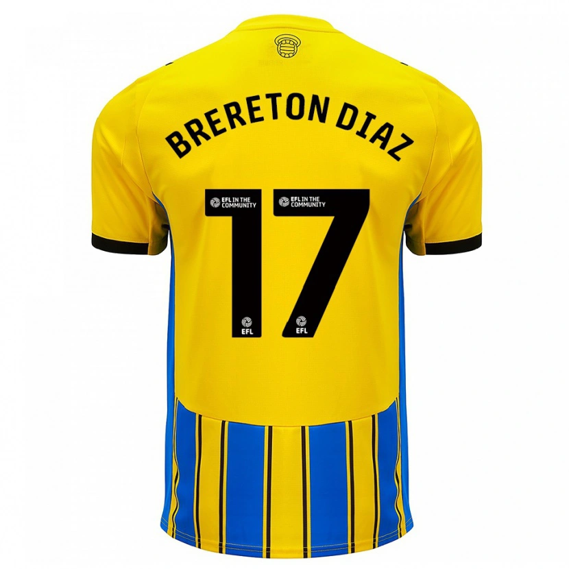 Danxen Män Ben Brereton Díaz #17 Blå Gul Bortatröja Matchtröjor 2025/26 Tröjor T-Tröja