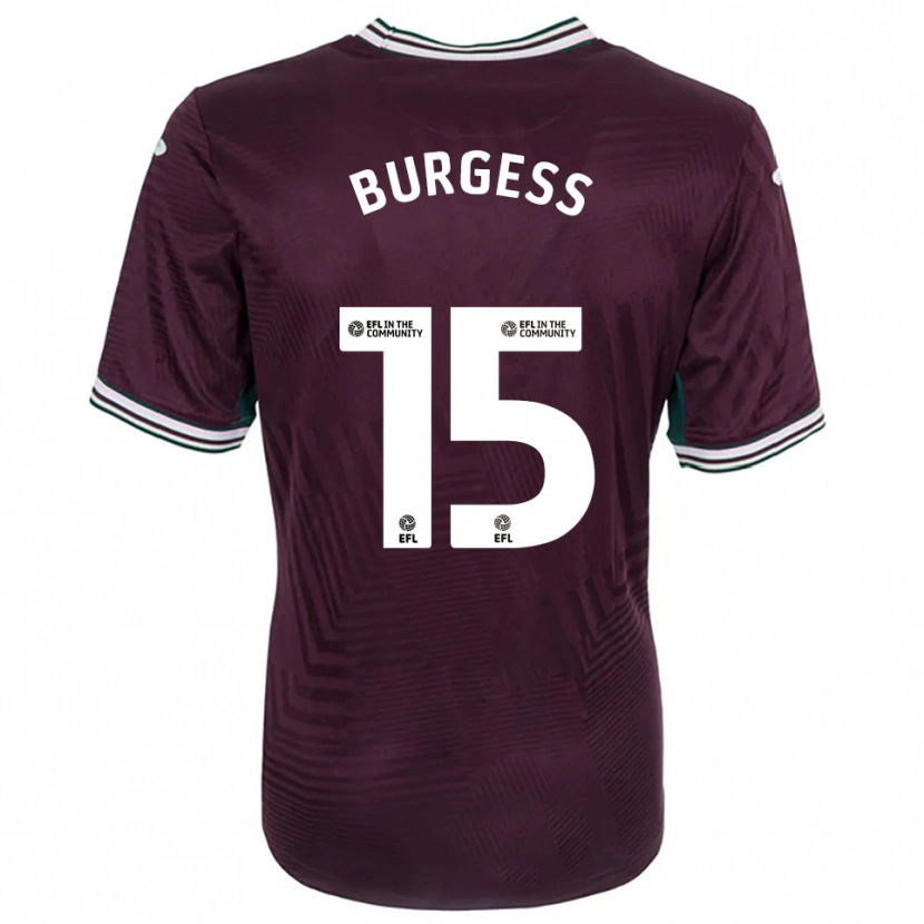 Danxen Män Cameron Burgess #15 Rost Röd Vit Bortatröja Matchtröjor 2025/26 Tröjor T-Tröja