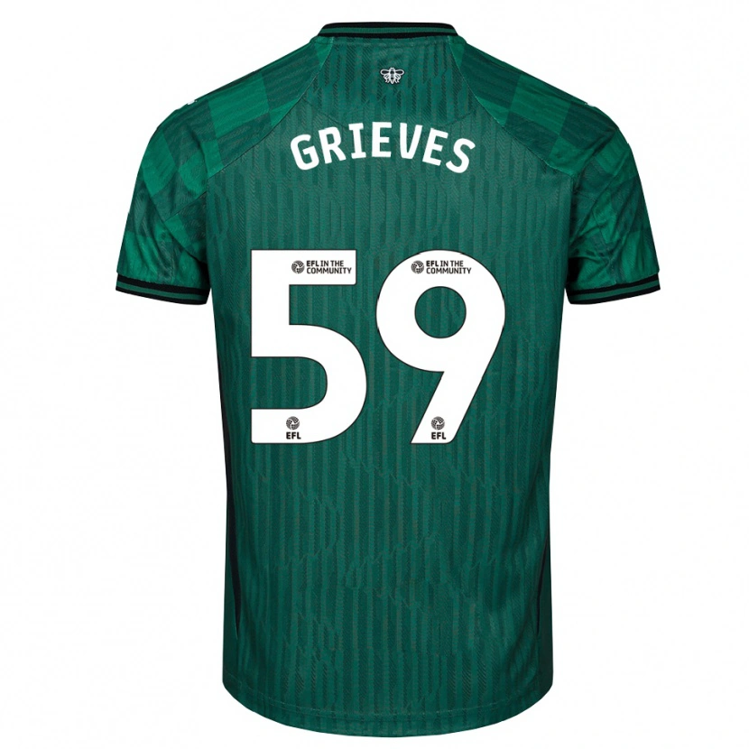 Danxen Män Jack Grieves #59 Grön Svart Bortatröja Matchtröjor 2025/26 Tröjor T-Tröja