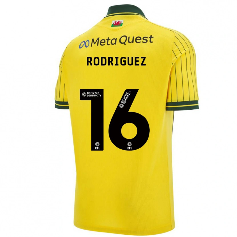 Danxen Män Jay Rodríguez #16 Gul Grön Bortatröja Matchtröjor 2025/26 Tröjor T-Tröja