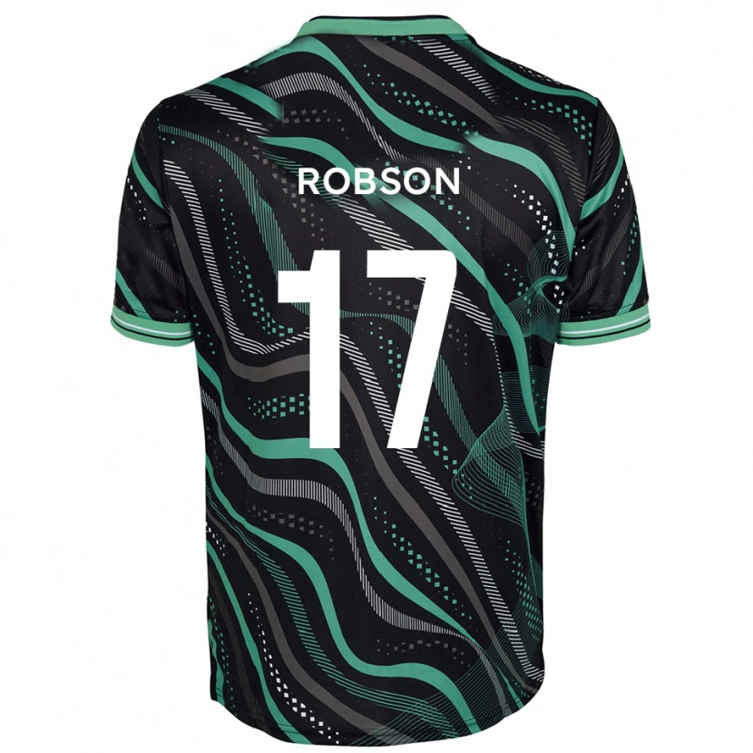 Danxen Män Ethan Robson #17 Svart Grön Bortatröja Matchtröjor 2025/26 Tröjor T-Tröja