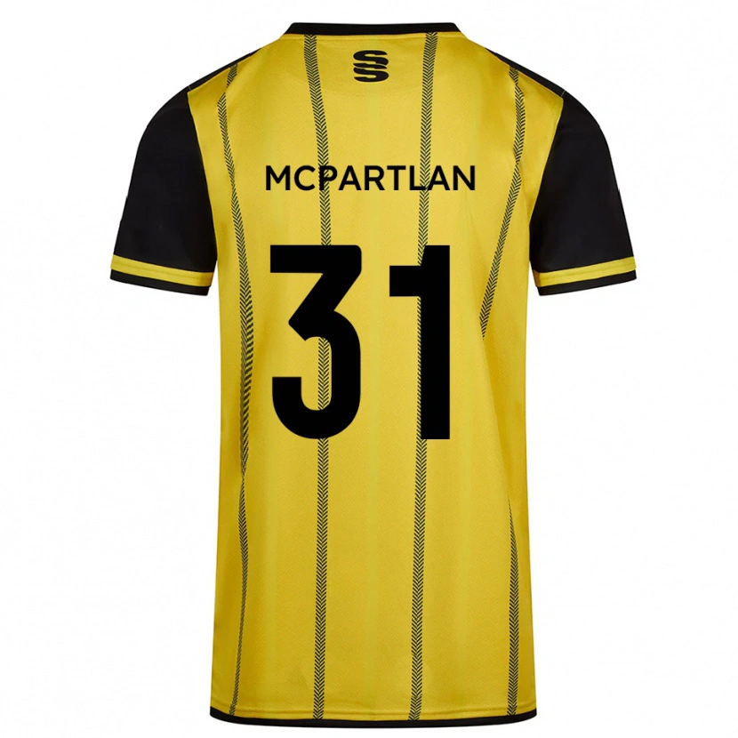 Danxen Män Cian Mcpartlan #31 Gul Svart Bortatröja Matchtröjor 2025/26 Tröjor T-Tröja