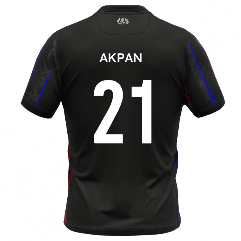 Danxen Män Ashley Akpan #21 Svart Rött Bortatröja Matchtröjor 2025/26 Tröjor T-Tröja