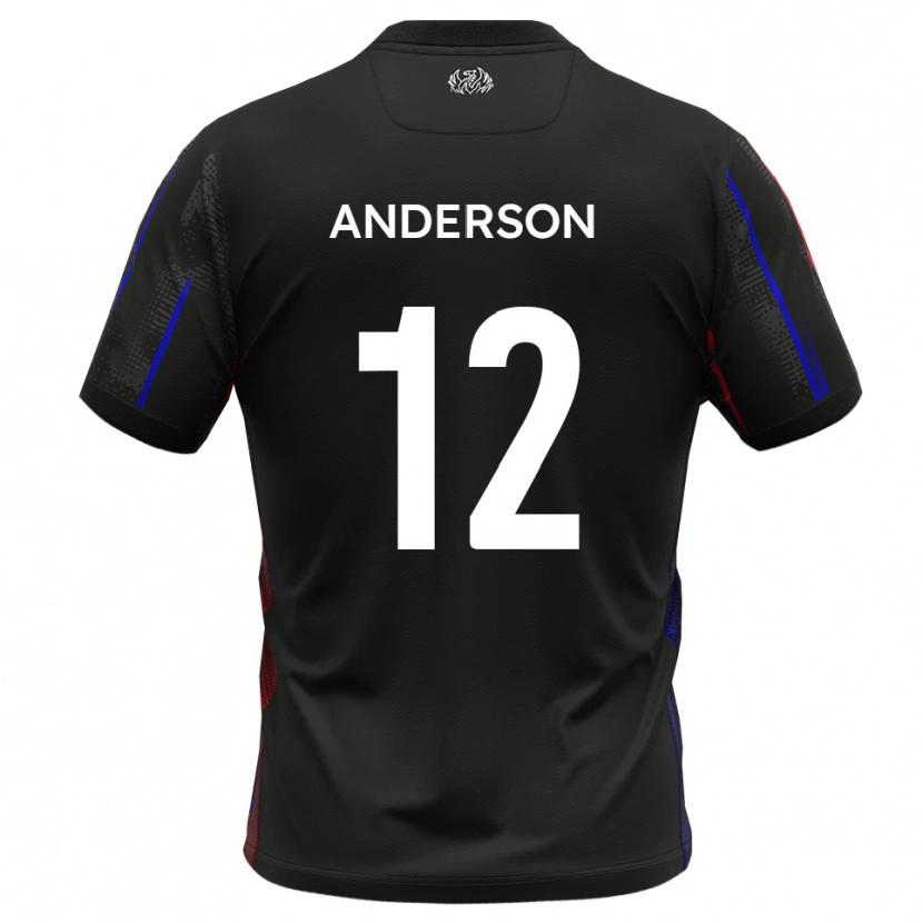 Danxen Män Keane Anderson #12 Svart Rött Bortatröja Matchtröjor 2025/26 Tröjor T-Tröja