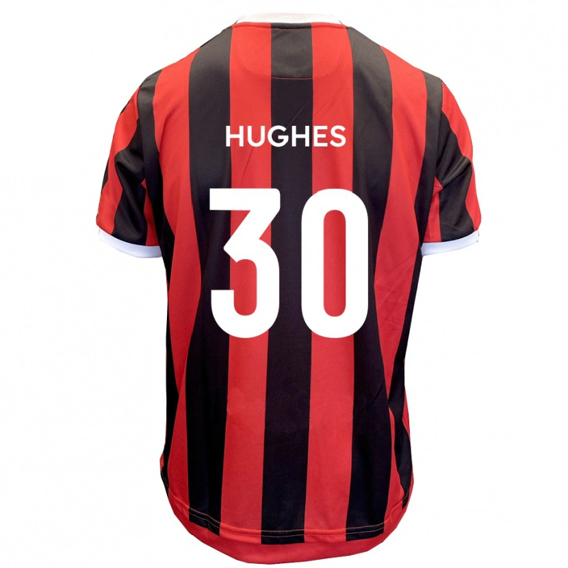 Danxen Män Ollie Hughes #30 Röd Svart Bortatröja Matchtröjor 2025/26 Tröjor T-Tröja