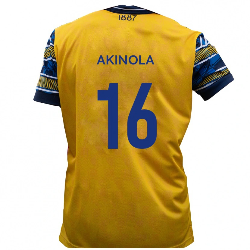 Danxen Män Tunji Akinola #16 Gul Svart Bortatröja Matchtröjor 2025/26 Tröjor T-Tröja