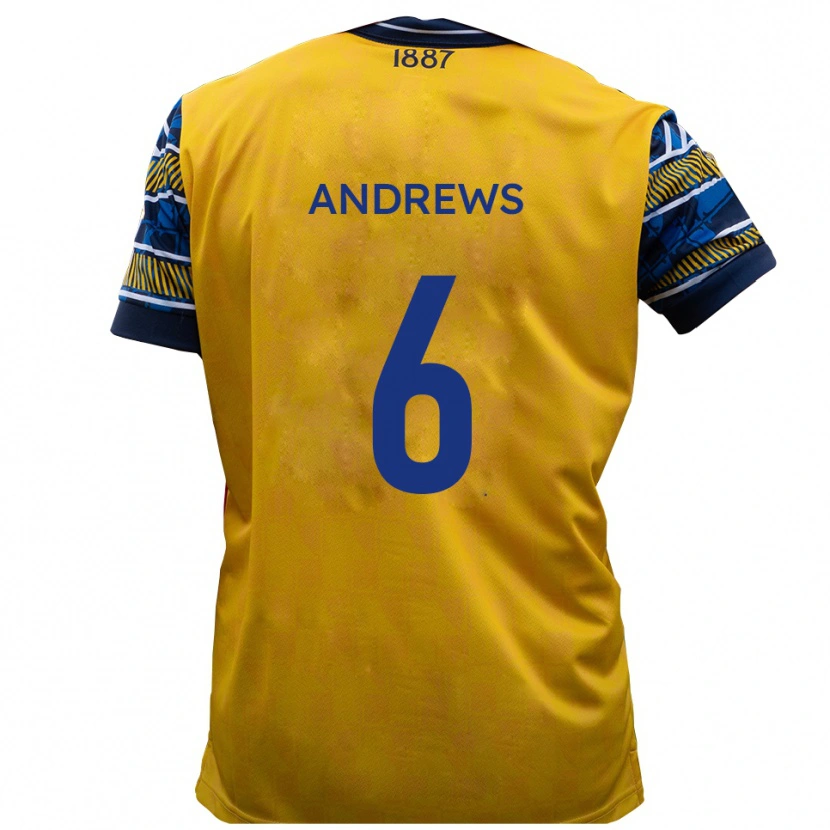 Danxen Män Jamie Andrews #6 Gul Svart Bortatröja Matchtröjor 2025/26 Tröjor T-Tröja