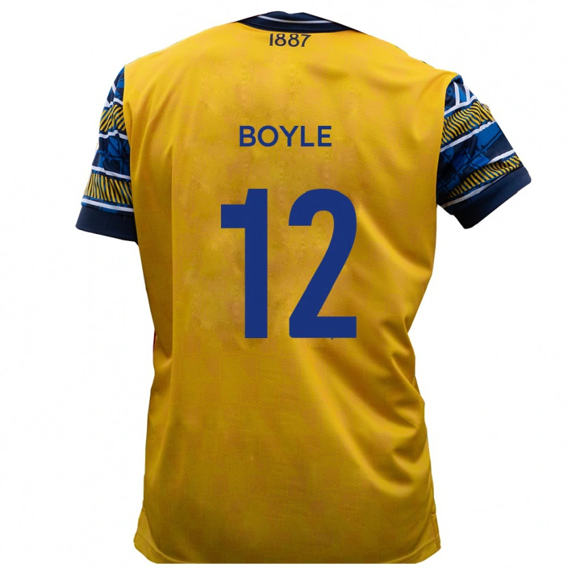 Danxen Män Louie Boyle #12 Gul Svart Bortatröja Matchtröjor 2025/26 Tröjor T-Tröja