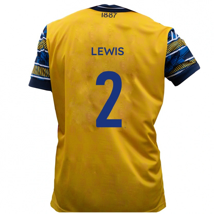Danxen Män Jack Lewis #2 Gul Svart Bortatröja Matchtröjor 2025/26 Tröjor T-Tröja