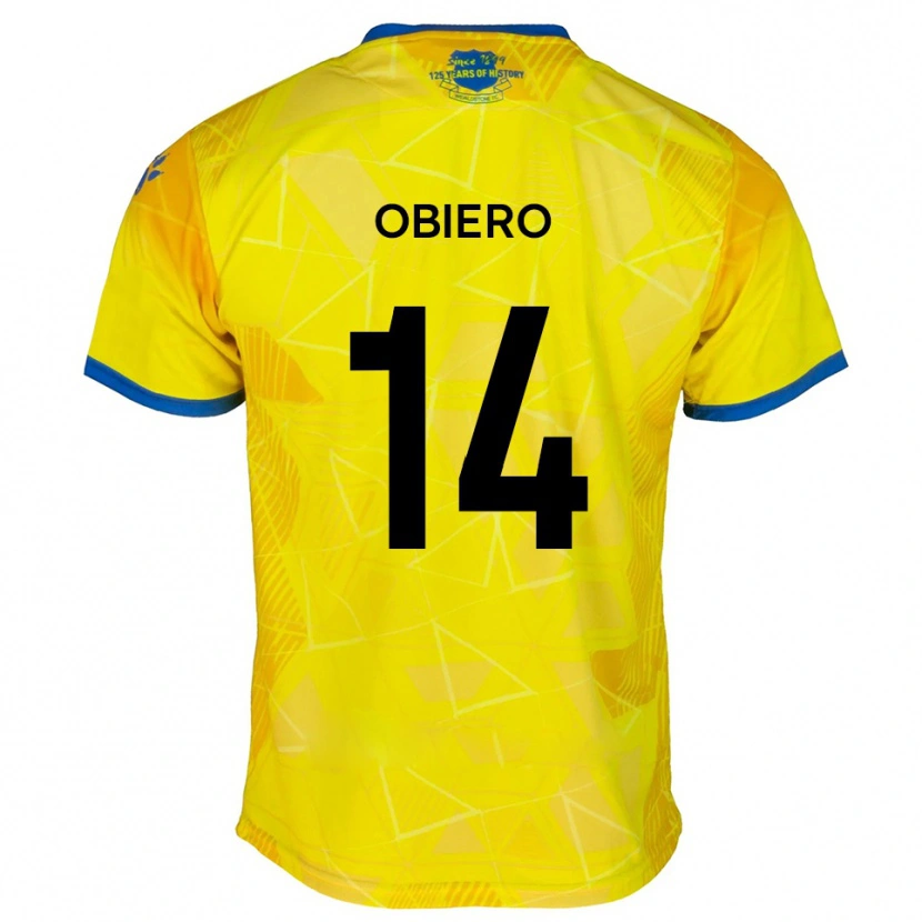 Danxen Män Micah Obiero #14 Gult Blått Bortatröja Matchtröjor 2025/26 Tröjor T-Tröja