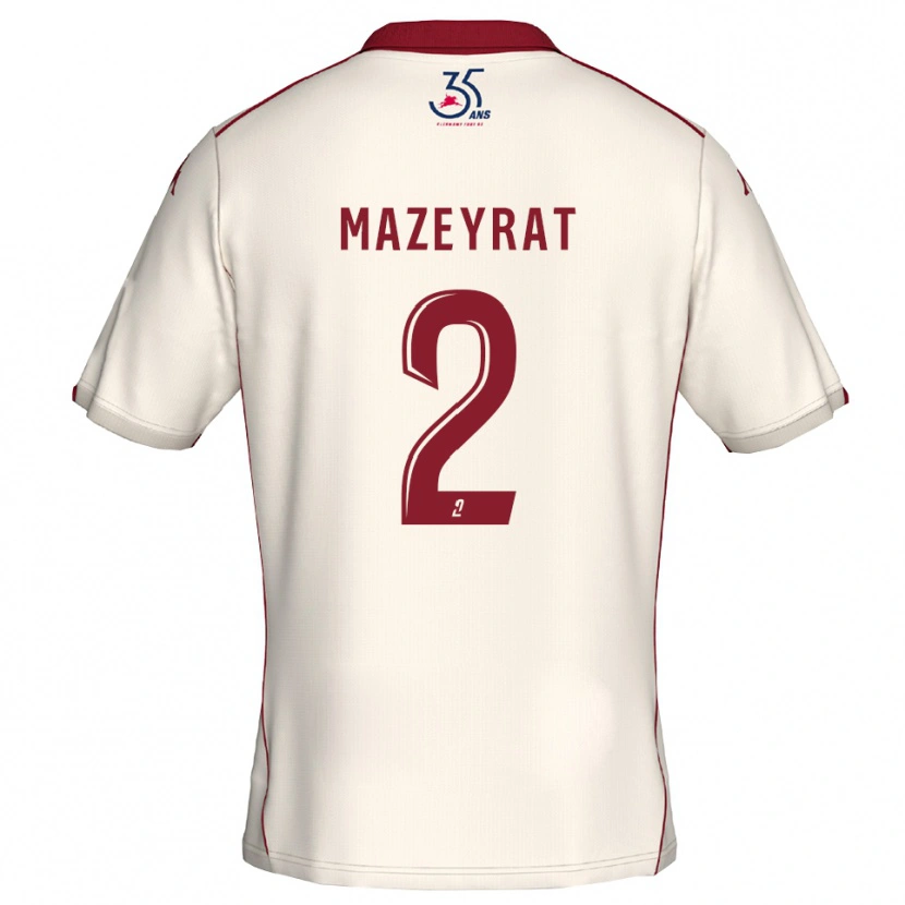 Danxen Män Gabin Mazeyrat #2 Vit Burgundy Bortatröja Matchtröjor 2025/26 Tröjor T-Tröja