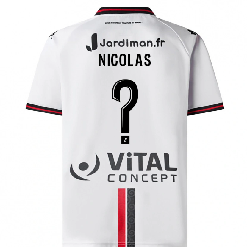 Danxen Män Corentin Nicolas #0 Vit Röd Bortatröja Matchtröjor 2025/26 Tröjor T-Tröja