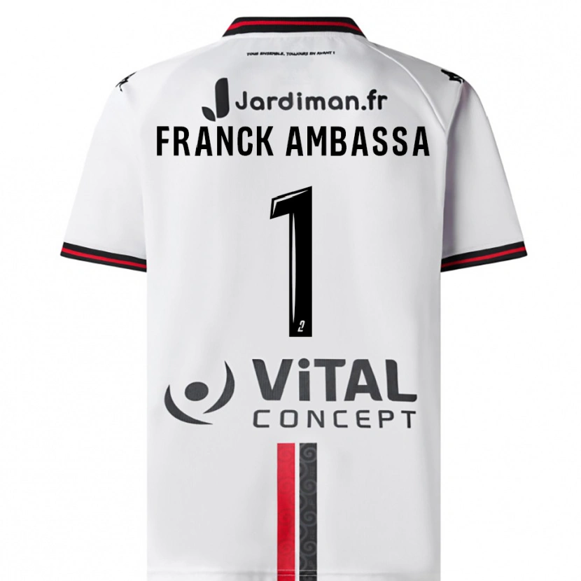 Danxen Män Gaspard Franck Ambassa #1 Vit Röd Bortatröja Matchtröjor 2025/26 Tröjor T-Tröja