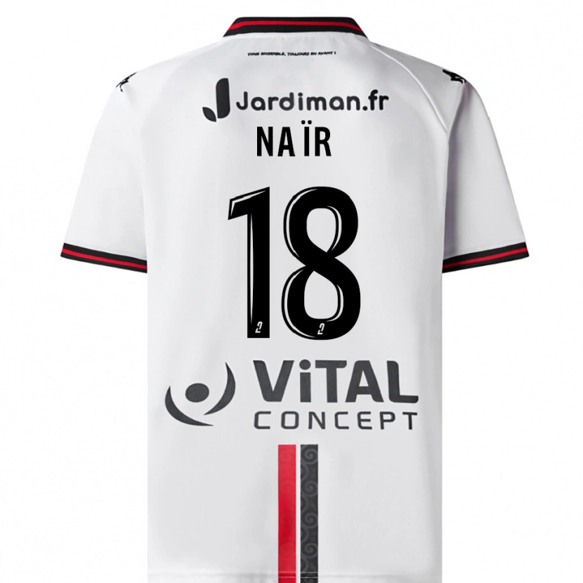 Danxen Män Sohaib Naïr #18 Vit Röd Bortatröja Matchtröjor 2025/26 Tröjor T-Tröja
