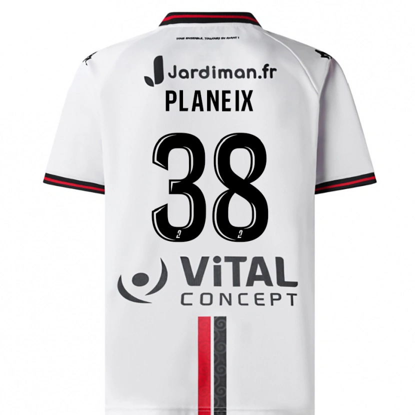 Danxen Män Idriss Planeix #38 Vit Röd Bortatröja Matchtröjor 2025/26 Tröjor T-Tröja