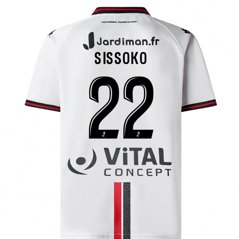 Danxen Män Alpha Sissoko #22 Vit Röd Bortatröja Matchtröjor 2025/26 Tröjor T-Tröja