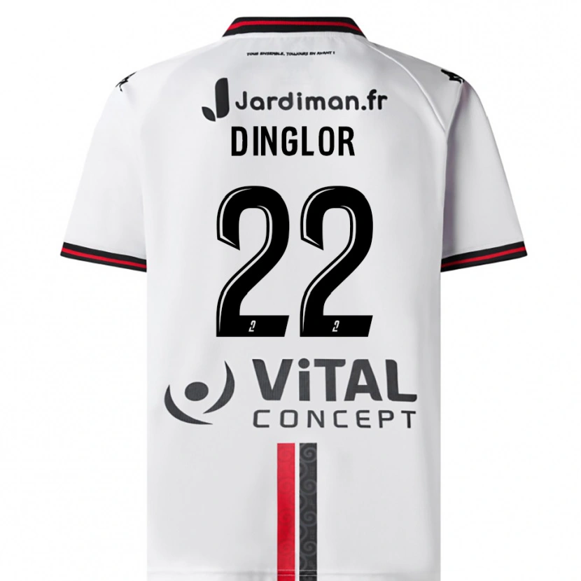 Danxen Män Elodie Dinglor #22 Vit Röd Bortatröja Matchtröjor 2025/26 Tröjor T-Tröja