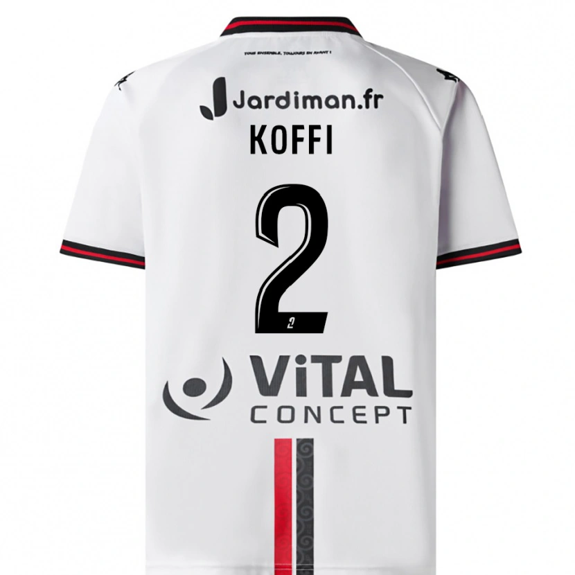 Danxen Män Erwin Koffi #2 Vit Röd Bortatröja Matchtröjor 2025/26 Tröjor T-Tröja