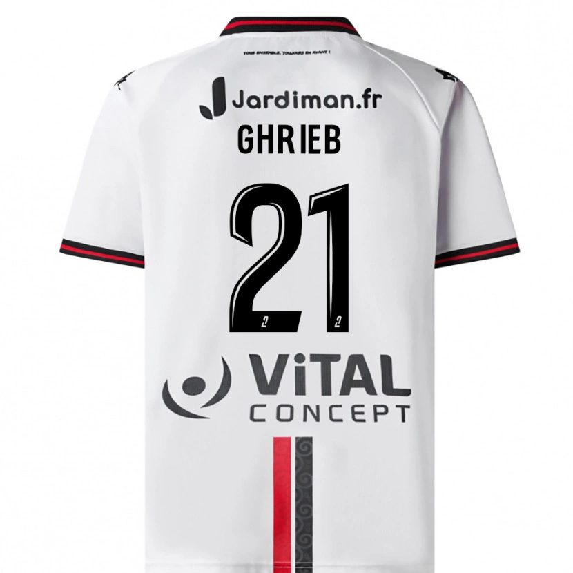 Danxen Män Rayan Ghrieb #21 Vit Röd Bortatröja Matchtröjor 2025/26 Tröjor T-Tröja