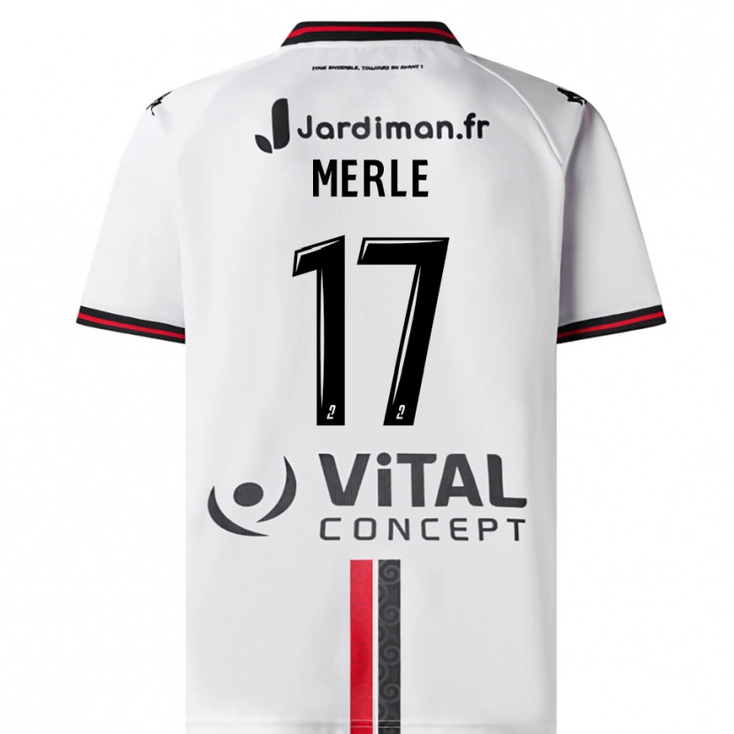 Danxen Män Juliette Merle #17 Vit Röd Bortatröja Matchtröjor 2025/26 Tröjor T-Tröja