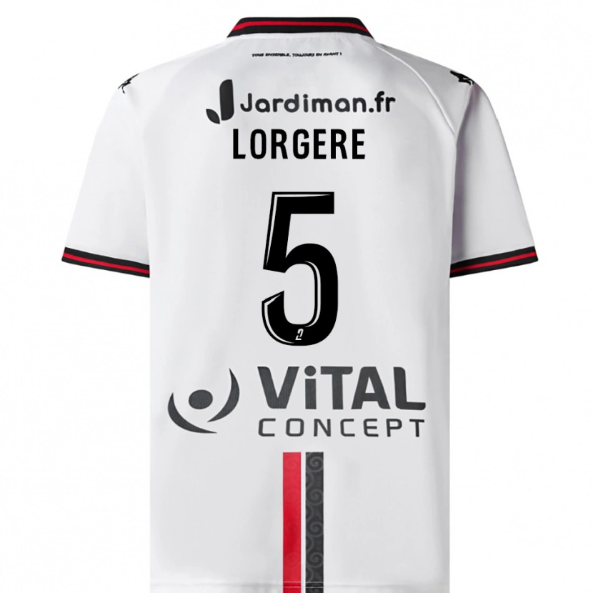 Danxen Män Charlotte Lorgere #5 Vit Röd Bortatröja Matchtröjor 2025/26 Tröjor T-Tröja