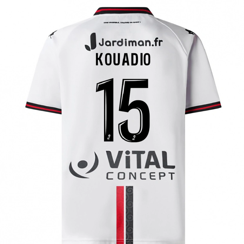 Danxen Män Kyan Kouadio #15 Vit Röd Bortatröja Matchtröjor 2025/26 Tröjor T-Tröja