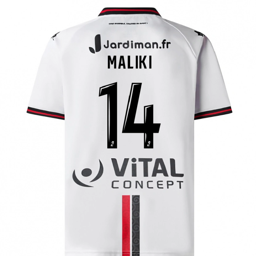 Danxen Män Abdou Maliki #14 Vit Röd Bortatröja Matchtröjor 2025/26 Tröjor T-Tröja