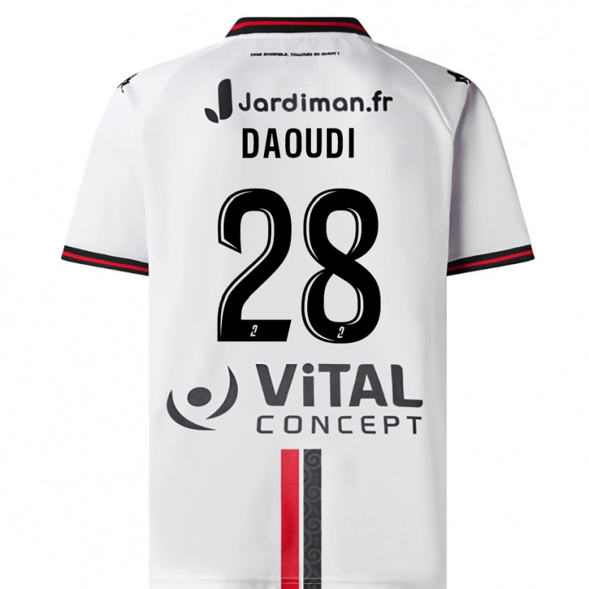 Danxen Män Sana Daoudi #28 Vit Röd Bortatröja Matchtröjor 2025/26 Tröjor T-Tröja